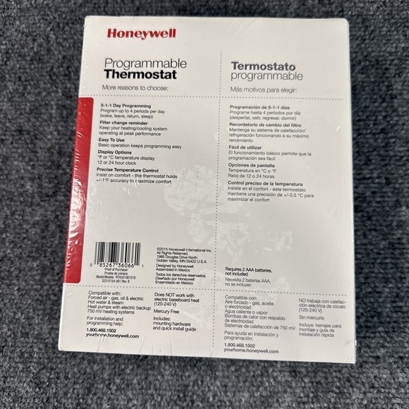 Honeywell RTH2410B Programmable Thermostat 5-1-1 (New factory Sealed) - Picture 2 of 4